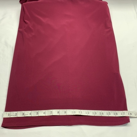 Dress Barn Short Sleeve Dress Neck Ruffle Detail Fully Lined Size 6 Colour Plum - Picture 12 of 12